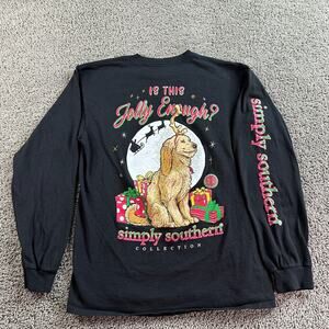 Simply Southern Shirt Womens Medium Black Golden Retriever Is This Jolly Enough